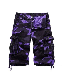 AKARMY Men's Camo Cargo Shorts Relaxed Fit Lightweight Multi Pocket Casual Outdoor Cotton Cargo Shorts