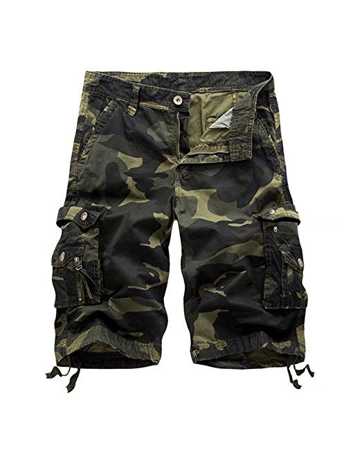 AKARMY Men's Camo Cargo Shorts Relaxed Fit Lightweight Multi Pocket Casual Outdoor Cotton Cargo Shorts