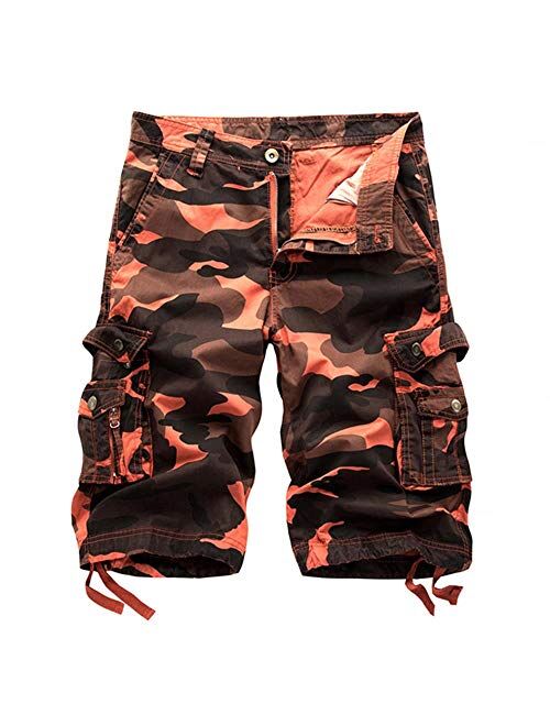 AKARMY Men's Camo Cargo Shorts Relaxed Fit Lightweight Multi Pocket Casual Outdoor Cotton Cargo Shorts