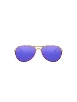 Women's Oo4108 Tie Breaker Metal Aviator Sunglasses