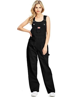 Revolt Women's Juniors Baggy Straight Leg Cotton Twill Overalls