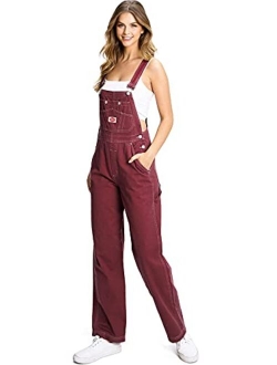 Revolt Women's Juniors Baggy Straight Leg Cotton Twill Overalls