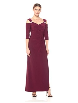 Diamond Neckline Empire Waist Cold Shoulder with Sleeve Dress