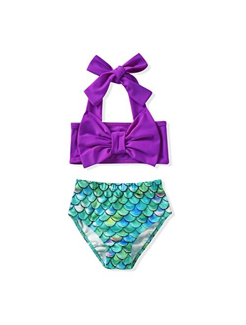 Aalizzwell Baby Girl Bathing Suit, Toddler Girls Two Piece Swimsuit Halter Top Bikini Bottoms Swimming Suit