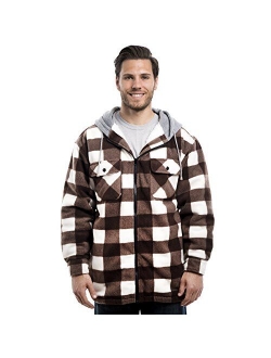 TrailCrest Men's Warm Sherpa Lined Hoodie Fleece Shirt Jacket, Classic Zip Up Buffalo Plaid (Regular and Big & Tall Sizes)