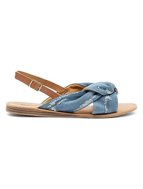 Blue Distressed Denim Knot-Detail Sandal - Women