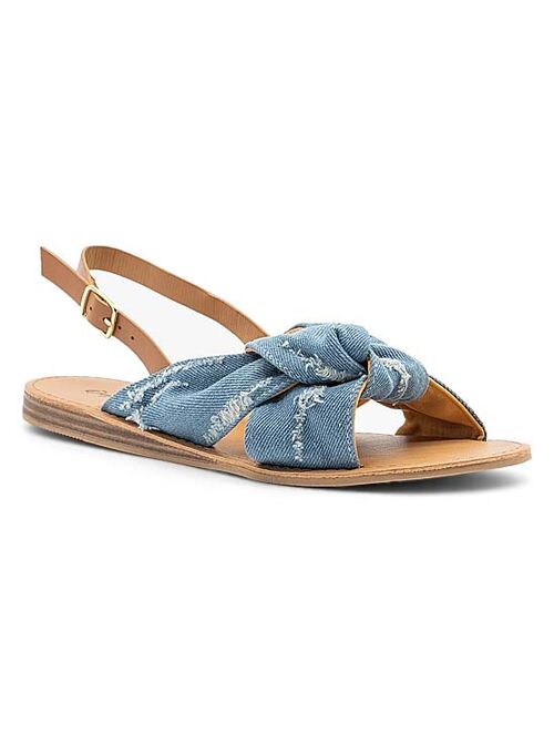 Blue Distressed Denim Knot-Detail Sandal - Women