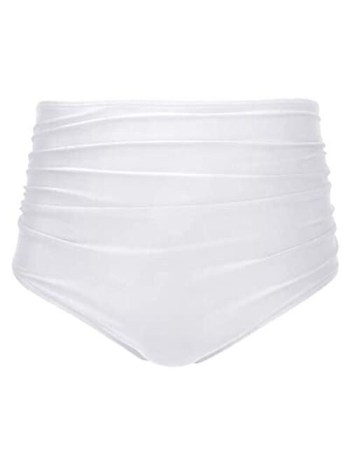 Tempt Me Women High Waisted Bikini Bottom Retro Ruched Swim Short Shirred Tankinis Brief