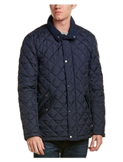 Men's Nylon Quilted Barn Jacket With Knit Collar