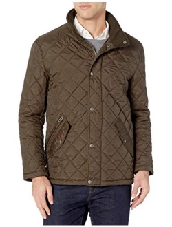 Men's Nylon Quilted Barn Jacket With Knit Collar