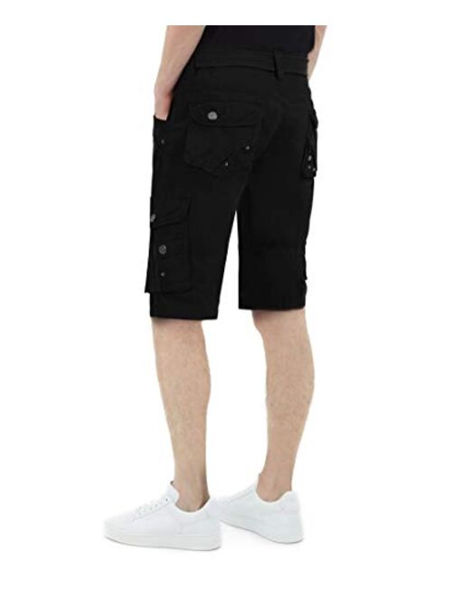 X RAY Mens Tactical Bermuda Cargo Shorts Camo and Solid Colors 12.5" Inseam Knee Length Classic Fit Multi Pocket