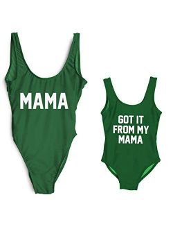 Elightvap Family Matching Mother Child Letter Print Swimsuit Monokini Women Toldder Girl One Piece Bathing Suit Swimwear