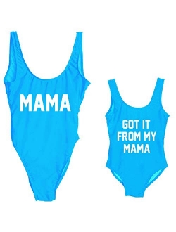 Elightvap Family Matching Mother Child Letter Print Swimsuit Monokini Women Toldder Girl One Piece Bathing Suit Swimwear