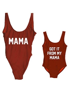 Elightvap Family Matching Mother Child Letter Print Swimsuit Monokini Women Toldder Girl One Piece Bathing Suit Swimwear