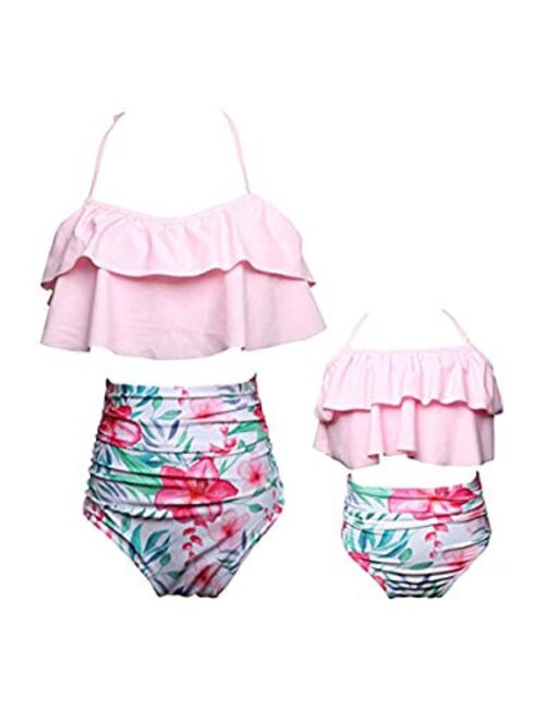 YMING Summer Cute Bikini Set Family Matching Swimwear Mommy and Me Swimsuit