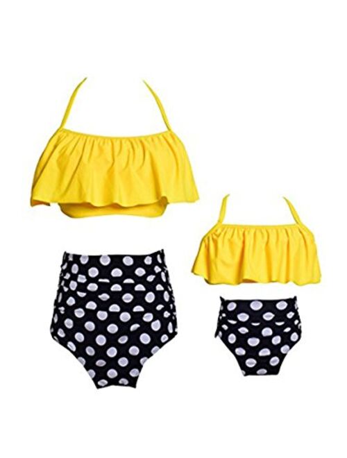 YMING Summer Cute Bikini Set Family Matching Swimwear Mommy and Me Swimsuit