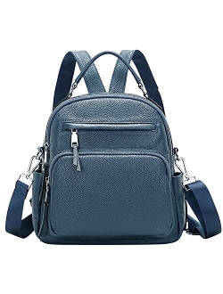 Genuine Leather Backpack for Women Small Convertible Backpack Purse Ladies Shoulder Bag 4 in 1 to Carry