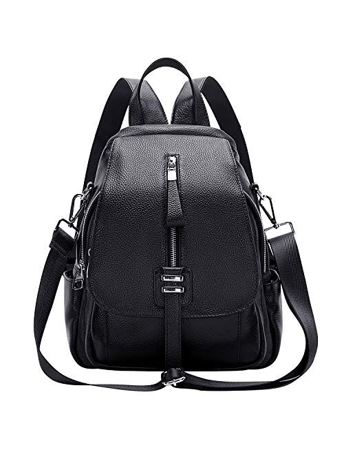 ALTOSY Genuine Leather Backpack Purse for Women Convertible Shoulder Bag with Buckle Flap