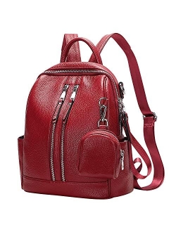 Genuine Leather Backpack Purse for Women Versatile Shoulder Bags with mini Coin Purse