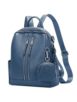 Genuine Leather Backpack Purse for Women Versatile Shoulder Bags with mini Coin Purse