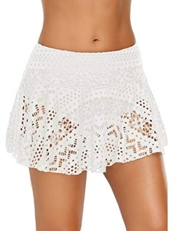 Womens Swim Skirt Lace Crochet Skort Bikini Bottom