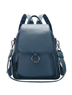 Women Leather Backpack Purse Fashion Convertible Ladies Shoulder Bag with Flap (S96 Wine Red)