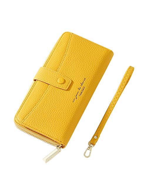 Aeeque Women's Wristlet Phone Wallet, Leather Credit Card Holder Coin Purse Bag