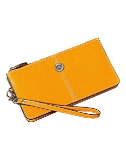 Women Wallets RFID Blocking Genuine Leather Card Holder Purse with Strap