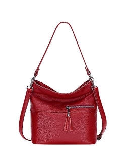 Genuine Leather Purses and Handbags Soft Leather Shoulder Bag for Women Ladies Crossbody Purses Medium