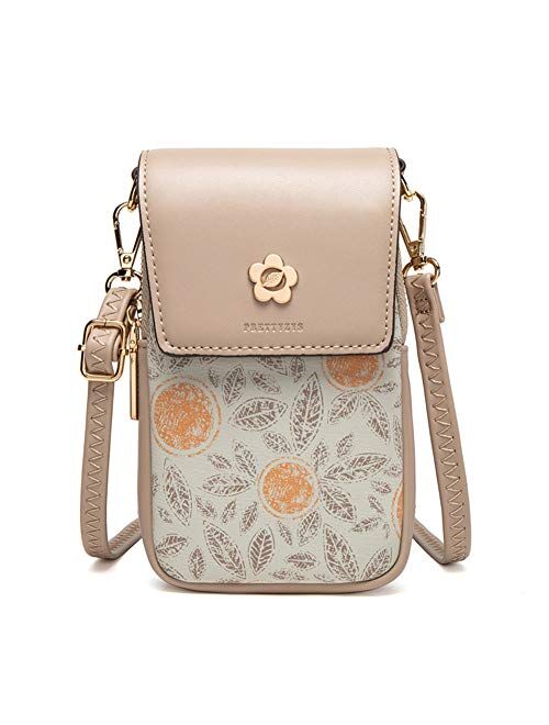 Aeeque Small Crossbody Bags Cell Phone Purse for Women Leather Zipper Wallet