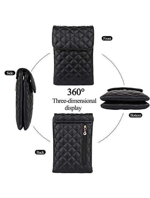 Aeeque Black Crossbody Bag Lightweight Shoulder Bags Cell Phone Purse for Women