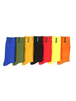 Men's 7 Pack Colorful Solid Dress Socks