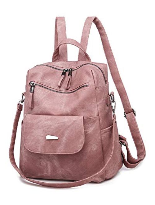 Aeeque Backpack Purse for Women, Girls School Daypack Leather Shoulder Tote Bag