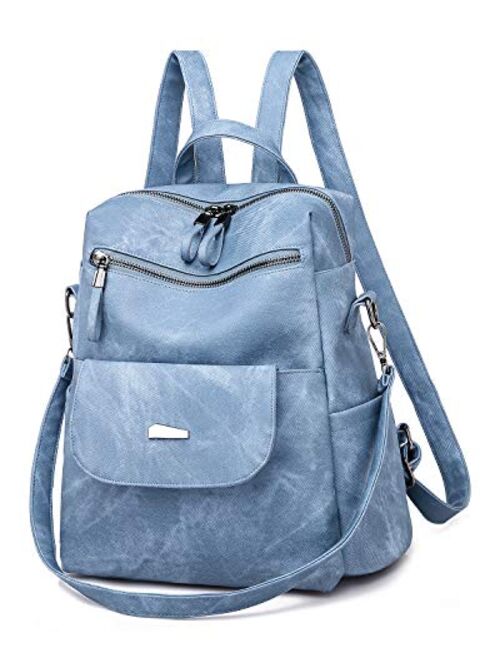 Aeeque Backpack Purse for Women, Girls School Daypack Leather Shoulder Tote Bag