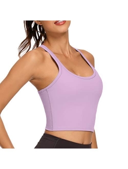 Workout Crop Tops for Women Athletic Tank Tops with Built in Bra Supportive Sports Bra