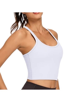 Workout Crop Tops for Women Athletic Tank Tops with Built in Bra Supportive Sports Bra