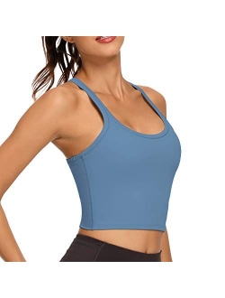 Workout Crop Tops for Women Athletic Tank Tops with Built in Bra Supportive Sports Bra