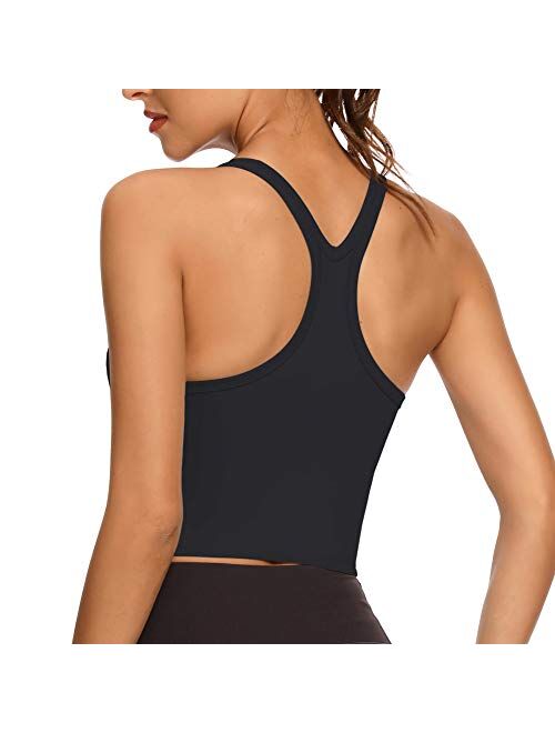 REKITA Workout Crop Tops for Women Athletic Tank Tops with Built in Bra Supportive Sports Bra