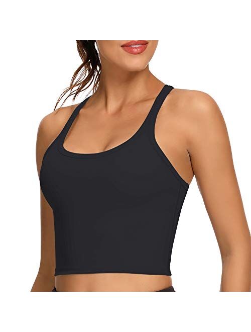 REKITA Workout Crop Tops for Women Athletic Tank Tops with Built in Bra Supportive Sports Bra