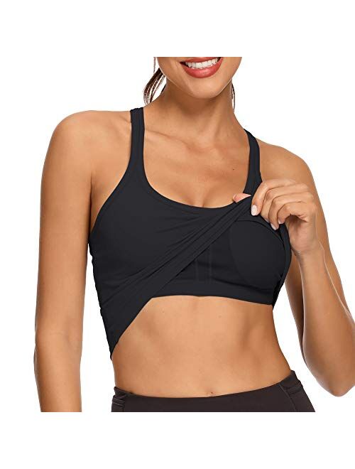 REKITA Workout Crop Tops for Women Athletic Tank Tops with Built in Bra Supportive Sports Bra