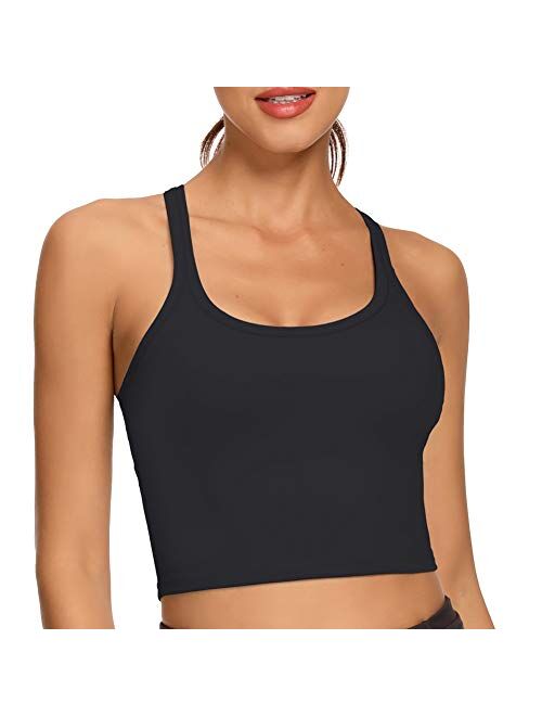 REKITA Workout Crop Tops for Women Athletic Tank Tops with Built in Bra Supportive Sports Bra