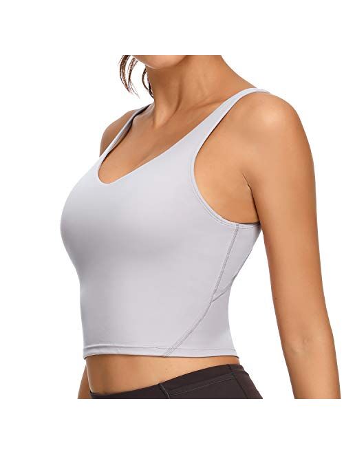 REKITA Workout Crop Tops for Women Athletic Tank Tops with Built in Bra Supportive Sports Bra