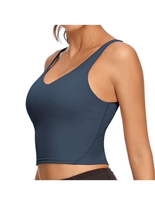 REKITA Workout Crop Tops for Women Athletic Tank Tops with Built in Bra Supportive Sports Bra