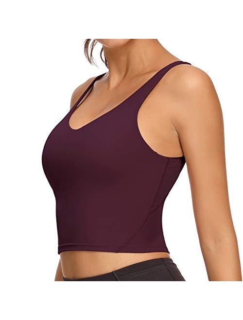 REKITA Workout Crop Tops for Women Athletic Tank Tops with Built in Bra Supportive Sports Bra