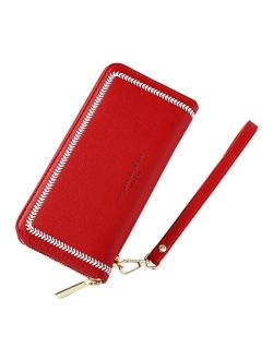 Women Wallet Cell Phone Purse Bag Zipper Leather Clutch Wristlet Handbag