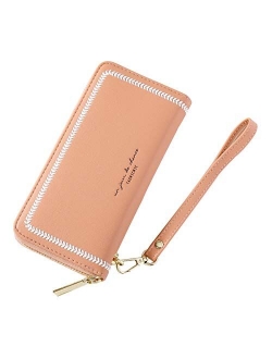 Women Wallet Cell Phone Purse Bag Zipper Leather Clutch Wristlet Handbag