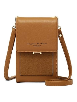 Leather Cell Phone Purse Small Crossbody Bag Card Holder Wallet for Women