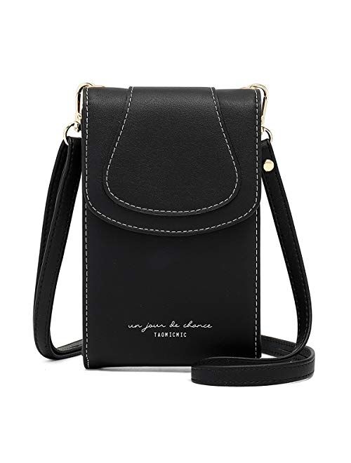 Aeeque Leather Cell Phone Purse Small Crossbody Bag Card Holder Wallet for Women