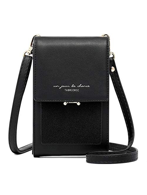 Aeeque Leather Cell Phone Purse Small Crossbody Bag Card Holder Wallet for Women
