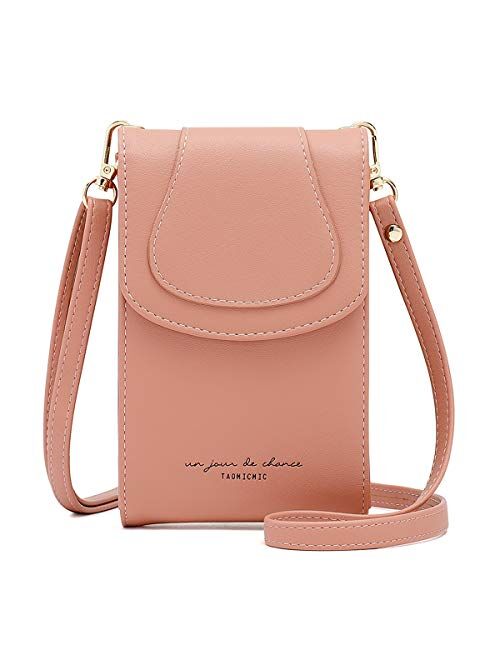 Aeeque Leather Cell Phone Purse Small Crossbody Bag Card Holder Wallet for Women